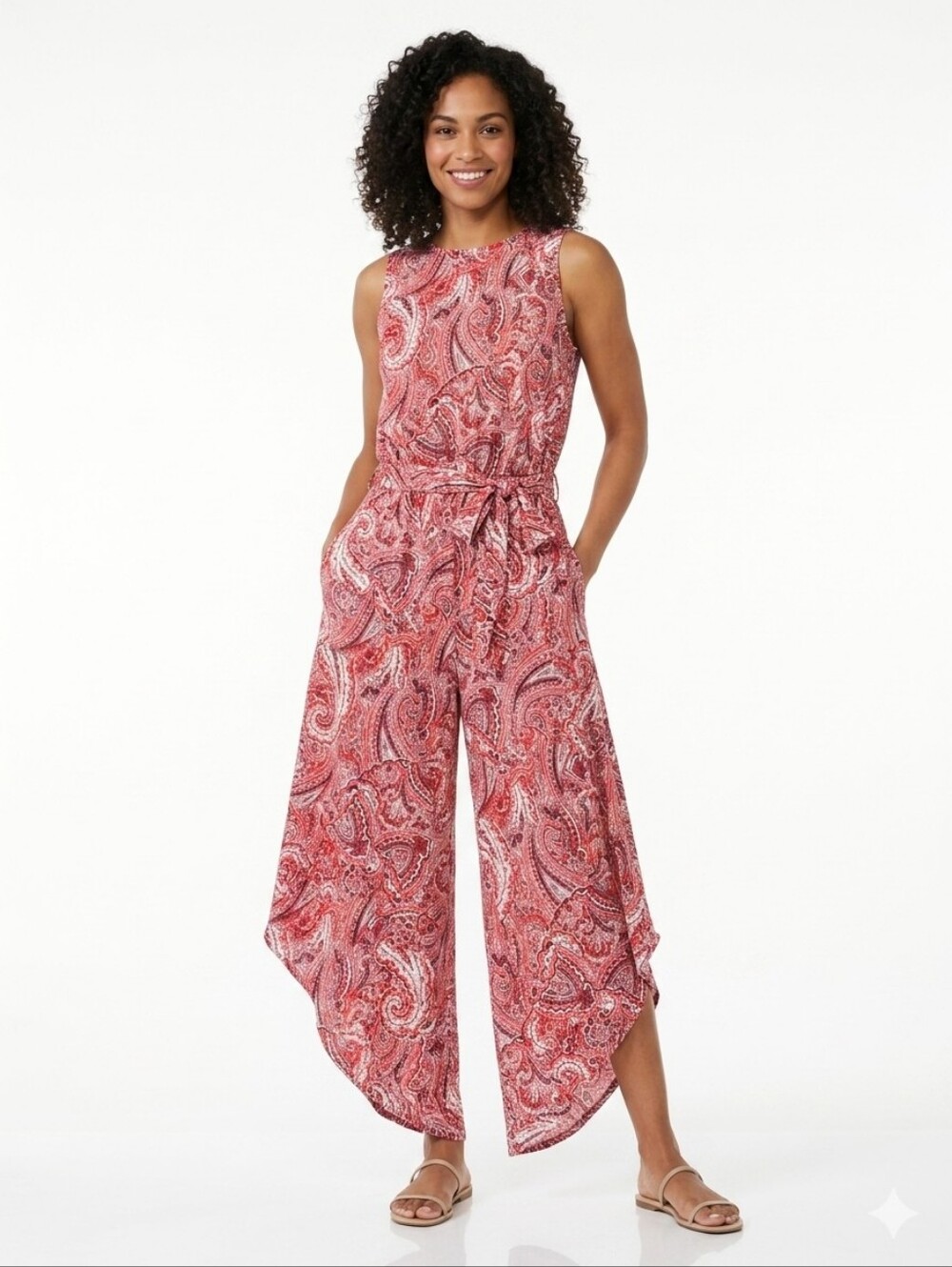 #43 NwT London Times Rose Paisley Wideleg Jumpsuits Sz14 P2p24 L37/48